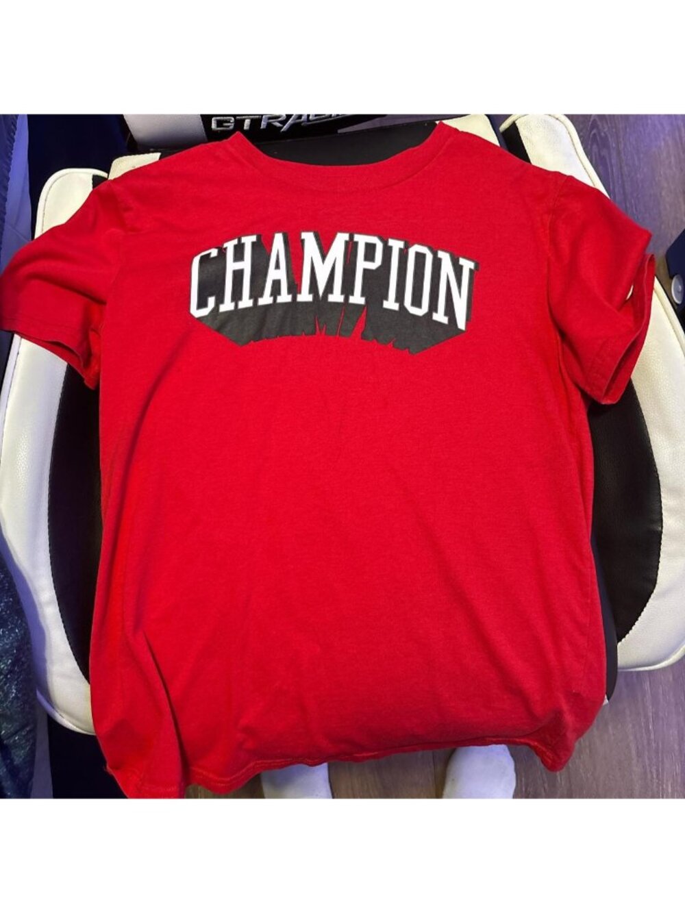 Red Champion t-shirt with black accents #champion #athleisure